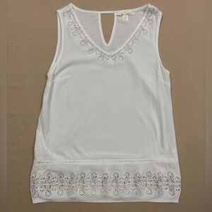 Miami Women’s White Lace Accent Tank Top Size Medium